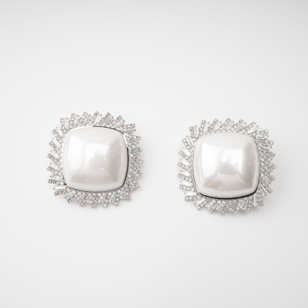 Crystal Framed Square Statement Earrings