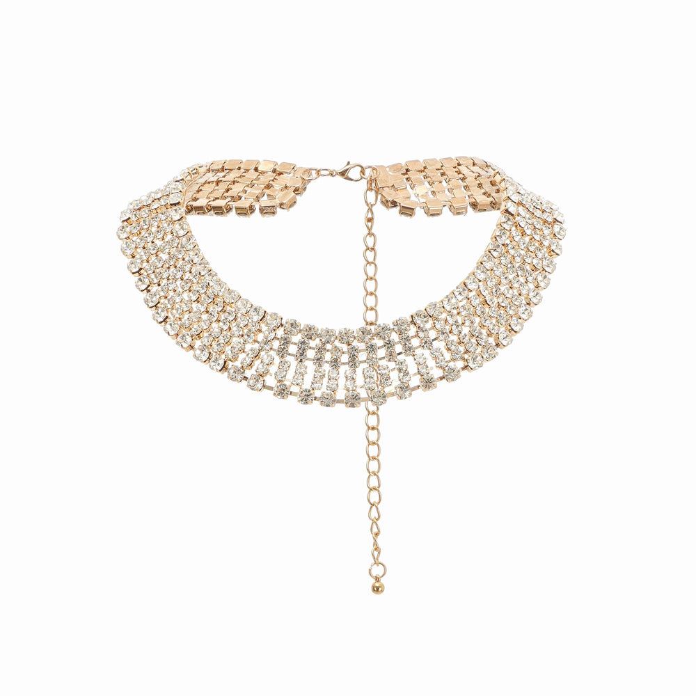 Gold Crystal Embellished Statement Choker