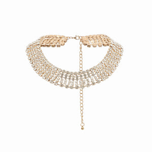 Choker auriu cu cristale decorative