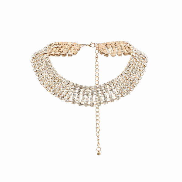 Choker auriu cu cristale decorative