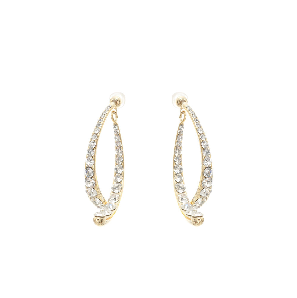 Crystal Accent Gold Crescent Earrings