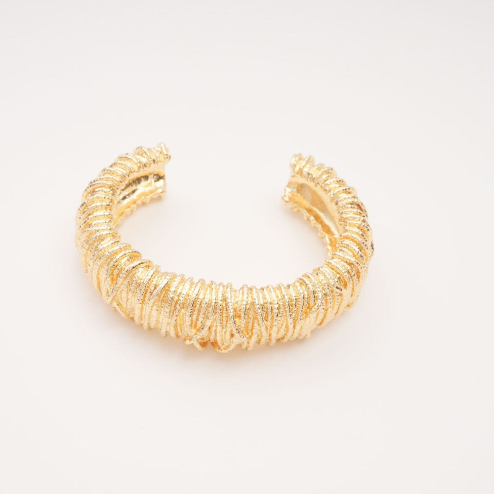 Textured Spiral Gold Cuff Bracelet