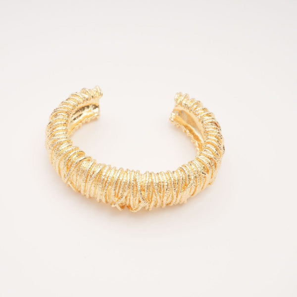 Textured Spiral Gold Cuff Bracelet