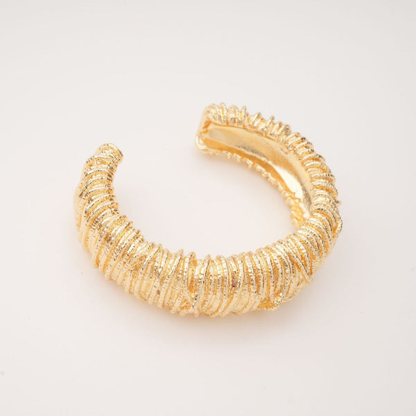 Textured Spiral Gold Cuff Bracelet