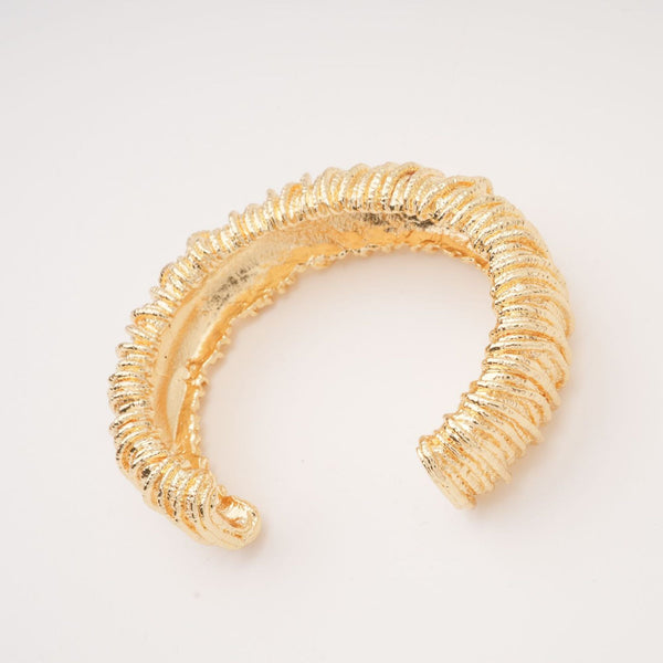 Textured Spiral Gold Cuff Bracelet