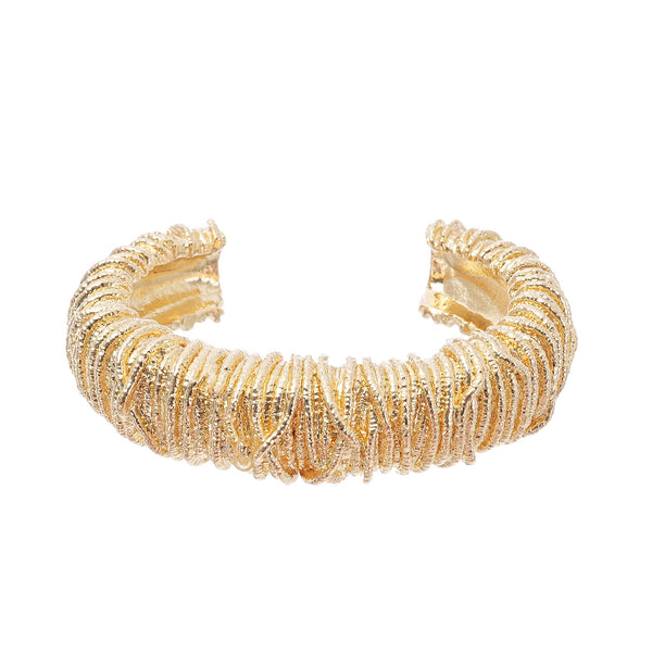 Textured Spiral Gold Cuff Bracelet