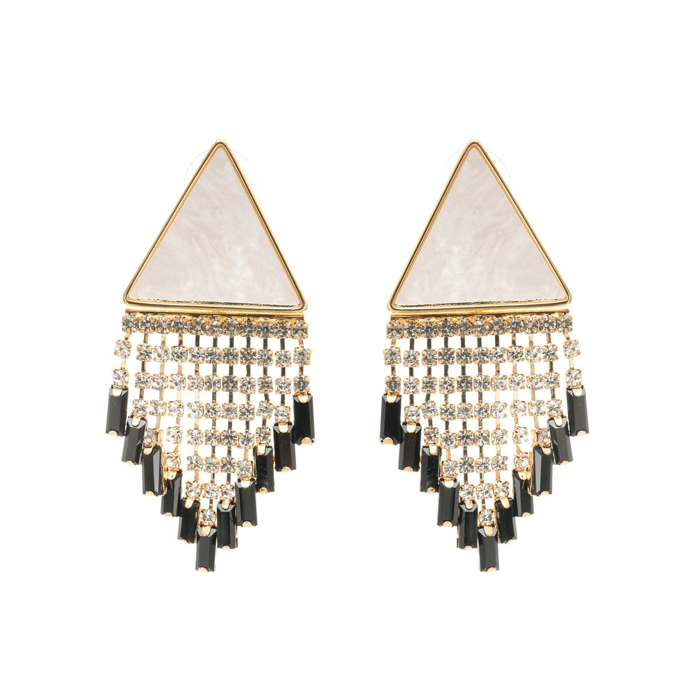 Geometric Crystal Fringe Earrings