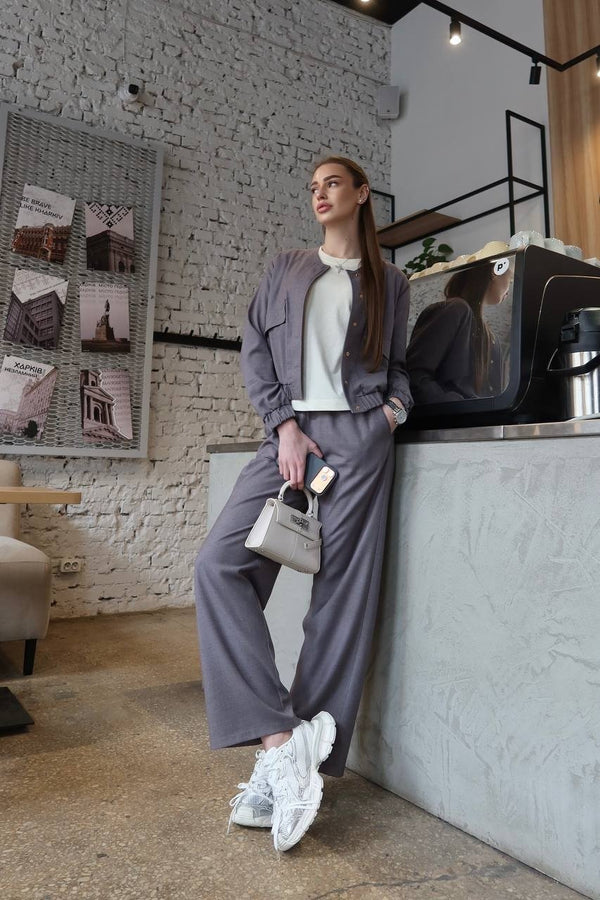 Solene Knit Lounge Set – Grey