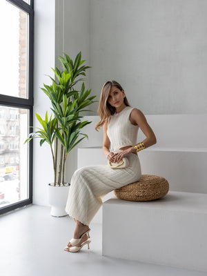 Alba Ribbed Knit Two-Piece – Milk White
