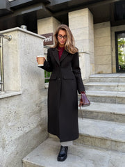 Irène Single-Breasted Wool Coat in Black
