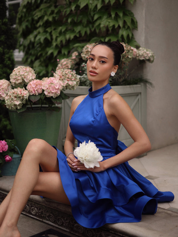 Celestine Tiered Halter Mini Dress
