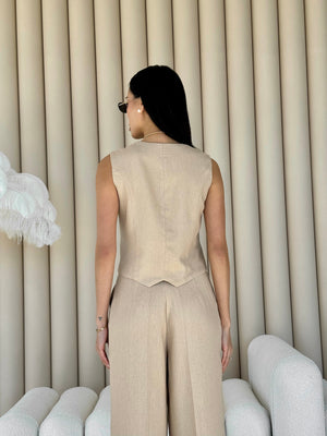 Blanche Waistcoat & Trouser Suit – Beige