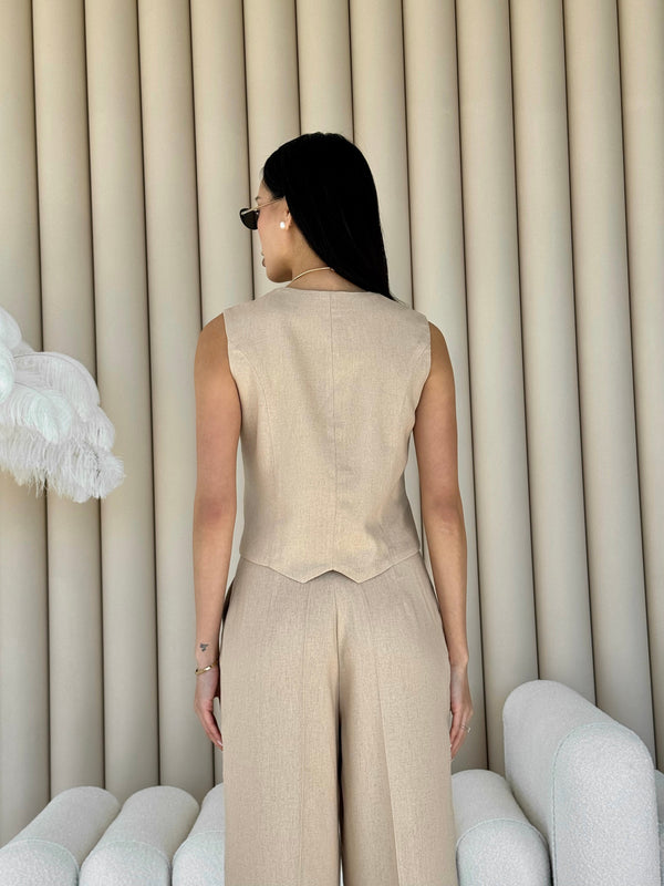 Blanche Waistcoat & Trouser Suit – Beige