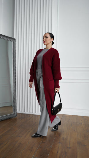 Selene Longline Cardigan – Burgundy