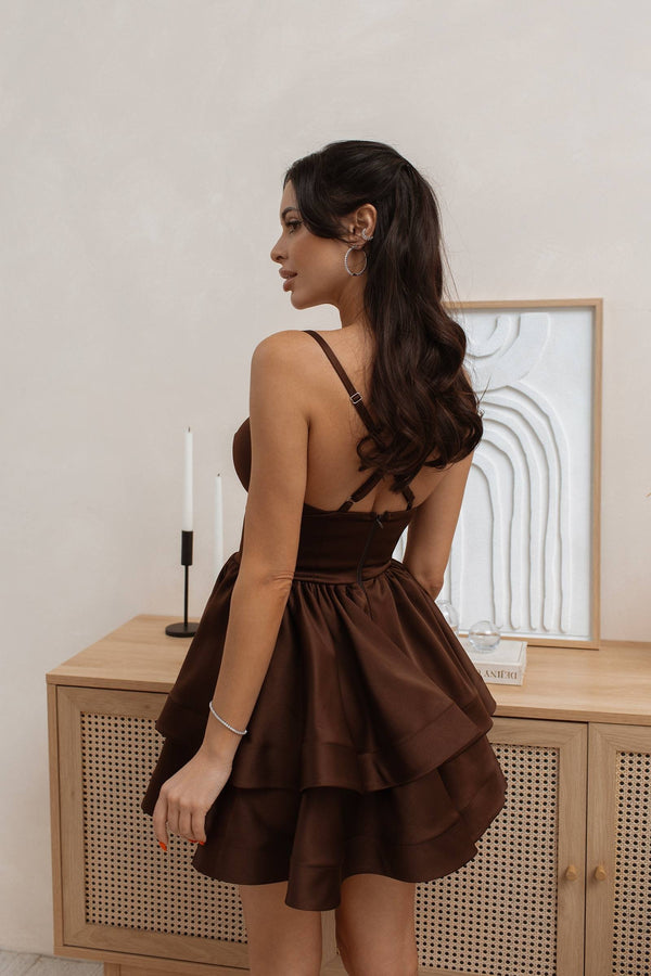 Ysoline Cut-Out Tiered Mini Dress – Black