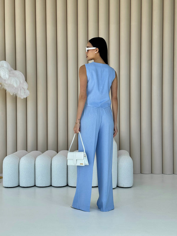 Blanche Waistcoat & Trouser Suit – Blue