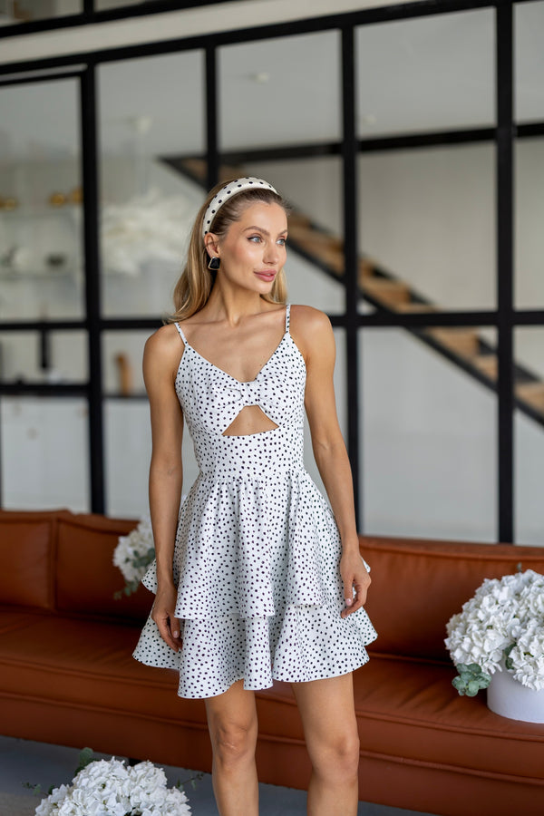 Margaux Polka Dot Mini Dress – White
