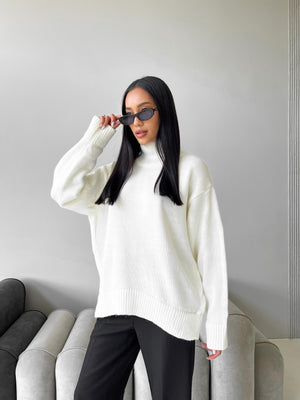 Maëlle Oversized Knit Sweater – Milk White