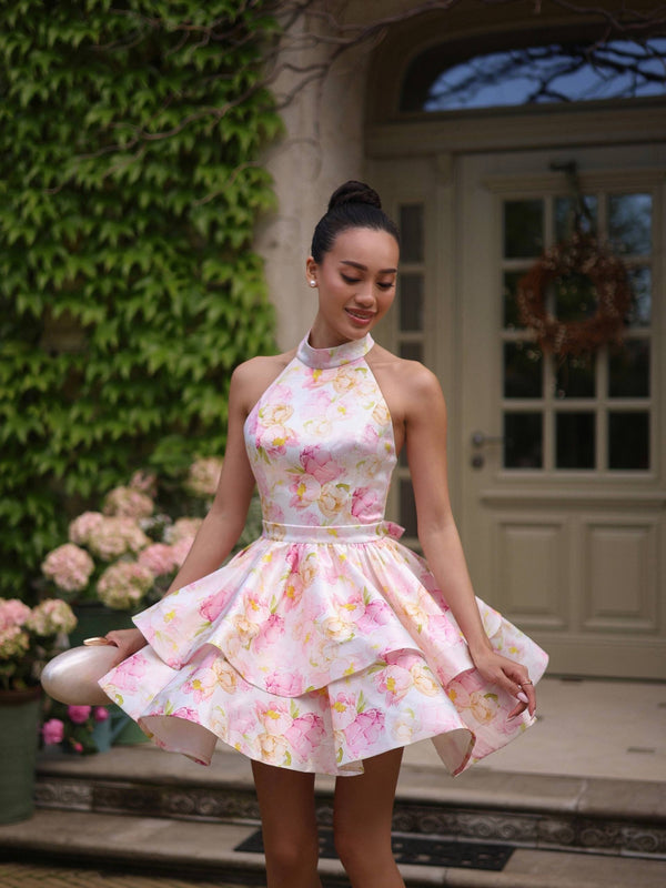 Ambroisine Floral Halter Mini Dress