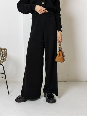 Adélaïde Knit Cardigan & Trouser Set – Black