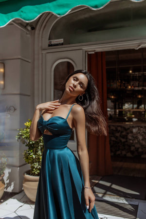 Rosine Satin Bustier Midi Dress
