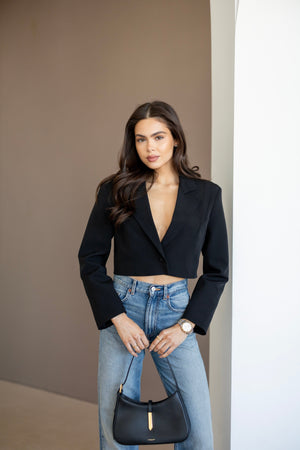 Isla Cropped Blazer – Black
