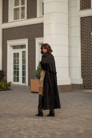 Dorothée Belted Faux-Leather Trench – Brown