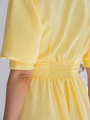 Chiara Button-Front Midi Dress – Yellow