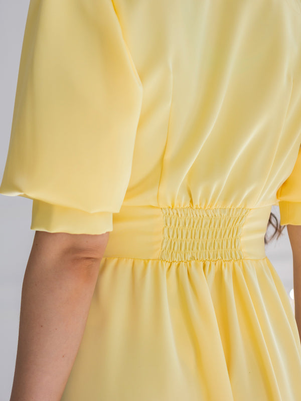 Chiara Button-Front Midi Dress – Yellow