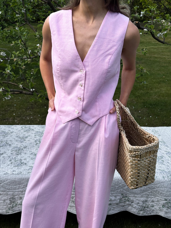 Blanche Waistcoat & Trouser Suit – Pink