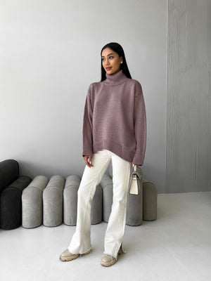 Maëlle Oversized Knit Sweater – Dusty Pink