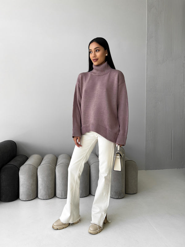 Maëlle Oversized Knit Sweater – Dusty Pink
