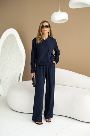 Solene Knit Lounge Set – Blue