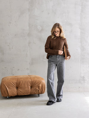 Mireille Cable Knit Sweater – Brown