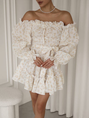 Rochie de muselină cu umeri goi, culoarea ivory Whisper