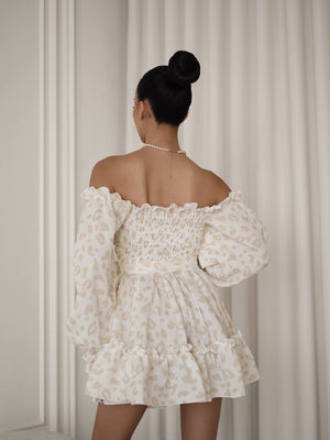 Rochie de muselină cu umeri goi, culoarea ivory Whisper