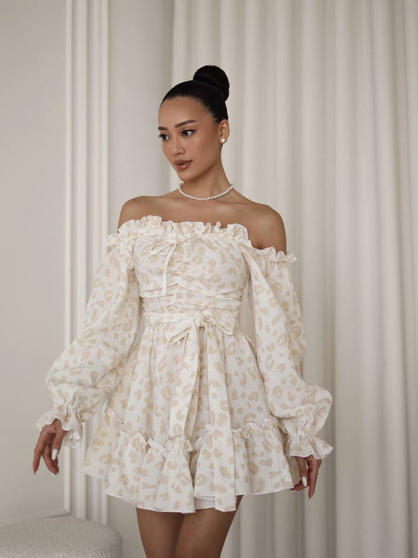Rochie de muselină cu umeri goi, culoarea ivory Whisper