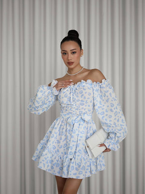Rochie din muselină Sky Bloom cu umeri goi