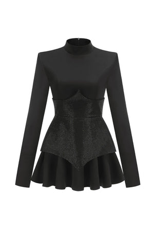 Black Embellished Corset Mini