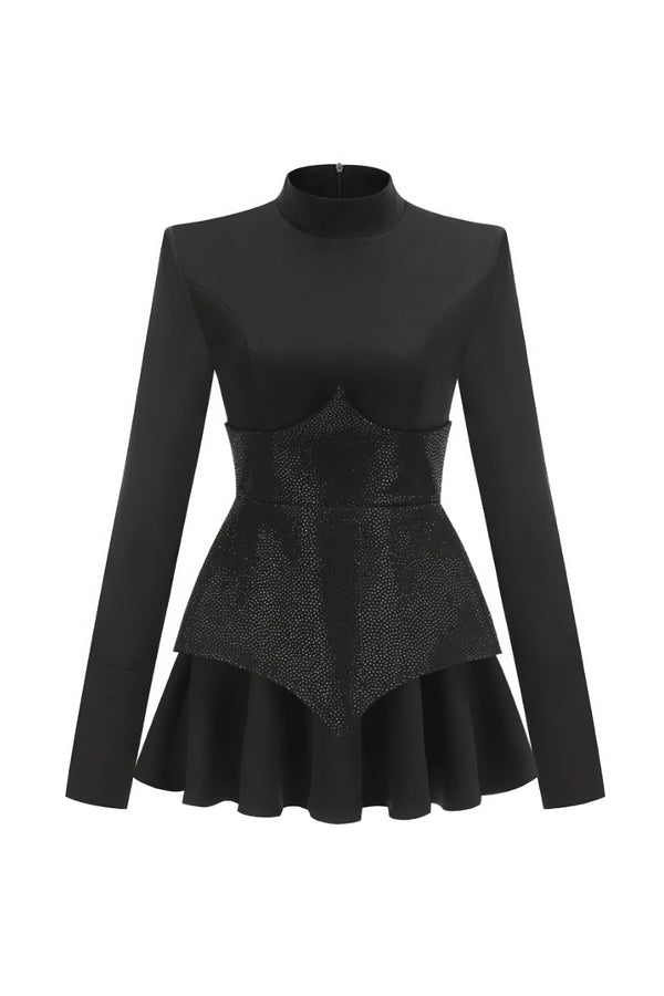 Black Embellished Corset Mini