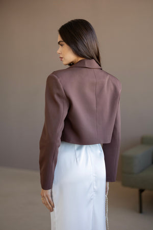 Isla Cropped Blazer – Brown