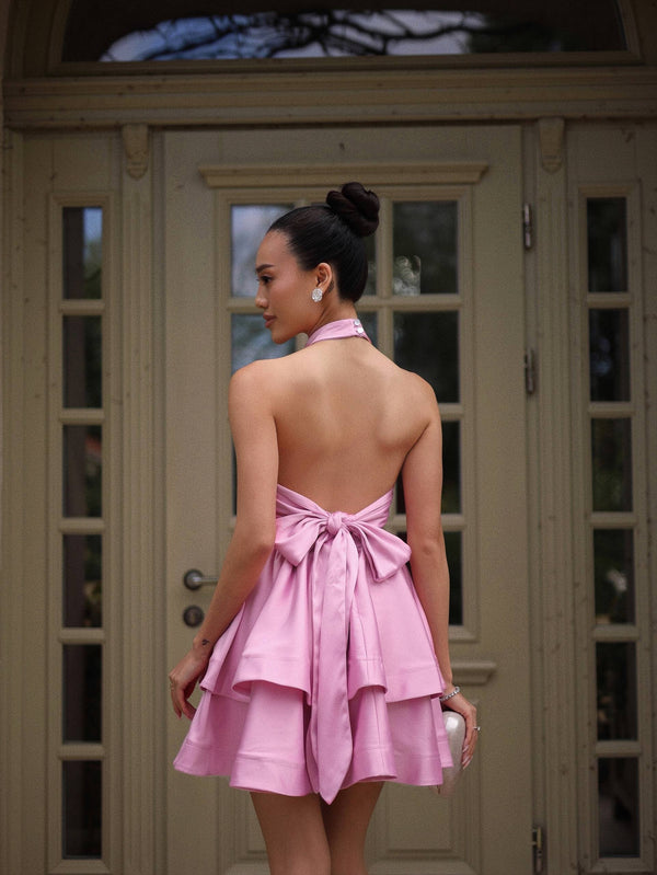 Celestine Tiered Halter Mini Dress