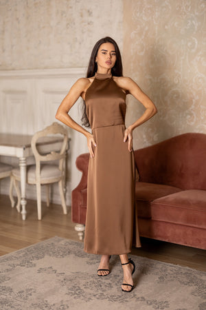 Océane Halter Jumpsuit – Brown