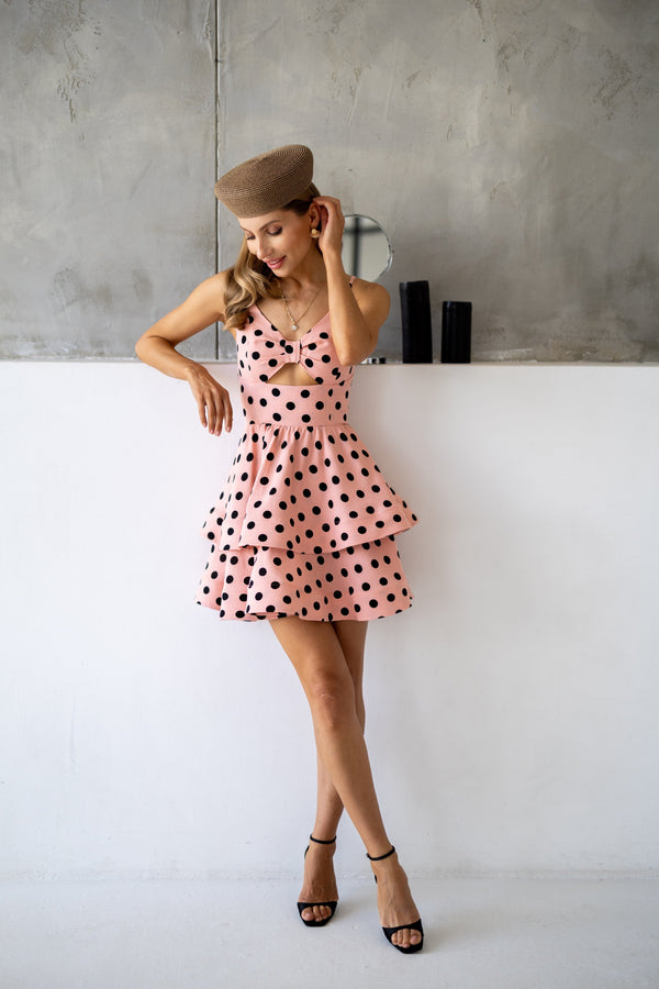 Margaux Polka Dot Mini Dress – Pink