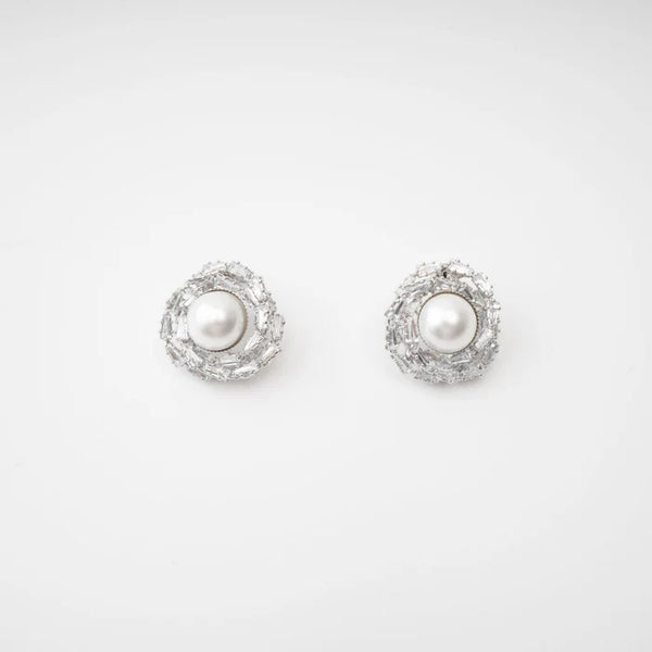 Crystal Halo Pearl Earrings