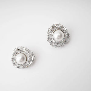 Crystal Halo Pearl Earrings