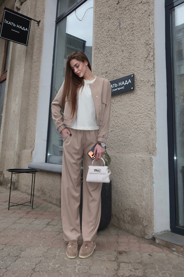 Solene Knit Lounge Set – Beige