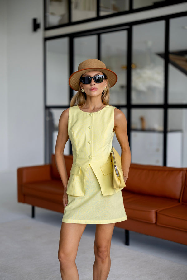 Juliette Ruffle Linen Set – Yellow