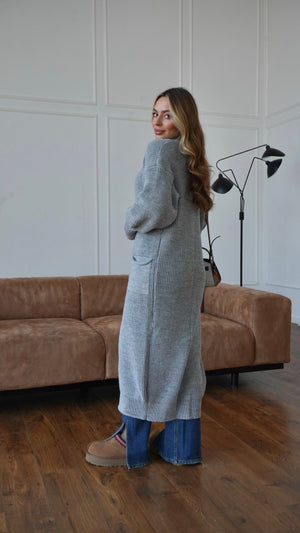Selene Longline Cardigan – Light Grey
