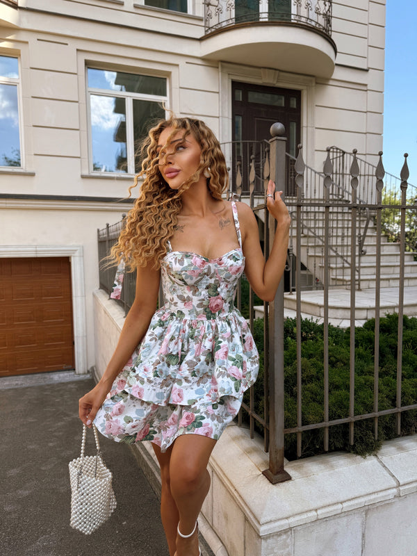 Charline Printed Bustier Mini Dress